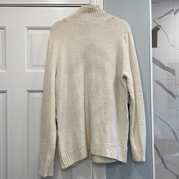 LOFT White Turtleneck Sweater with Fringe Design - Picture 6 of 8